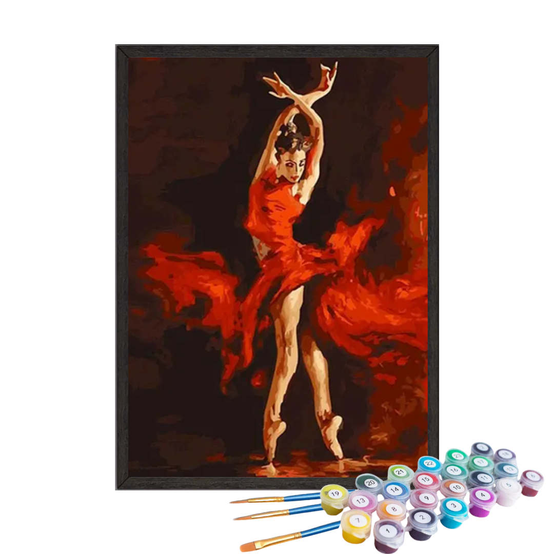 Paint By Numbers - Red Abstract Ballerina